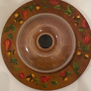 Vintage Hand Painted Cheese tray Plastic Dome